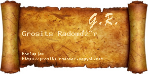 Grosits Radomér névjegykártya